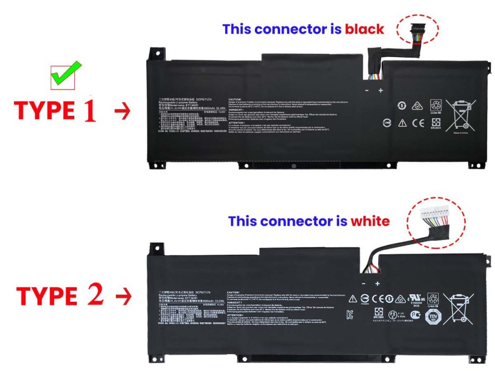 4600mAh 52.4Wh Bateria MSI Stealth 15M A11SDK-004PL