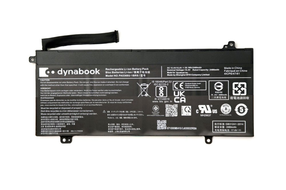 2480mAh 38.1Wh Bateria Dynabook PA5368U-1BRS