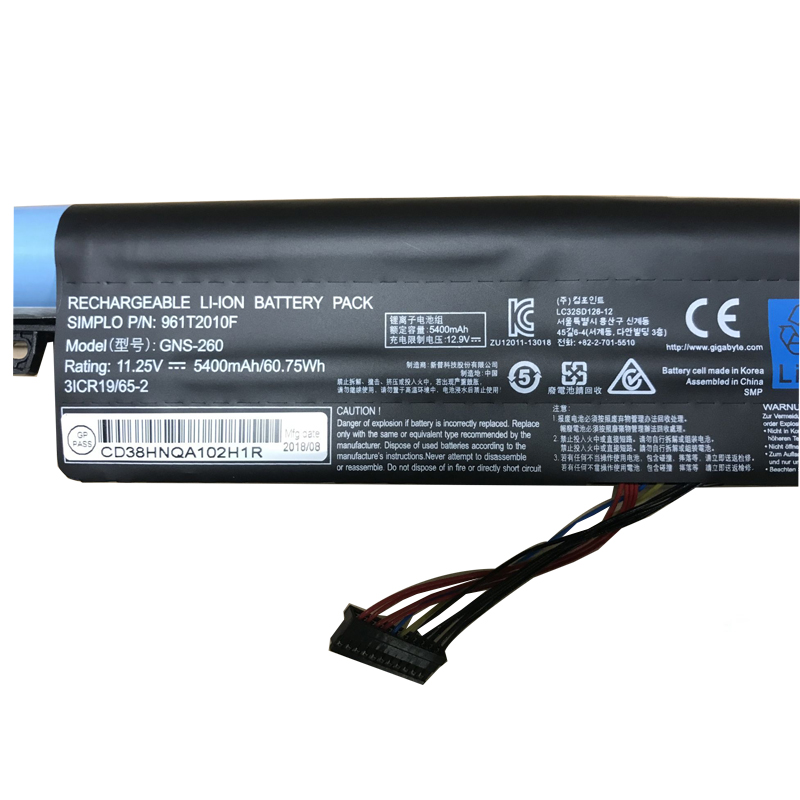 5400mAh 60.75Wh Bateria Gigabyte 961T2010F