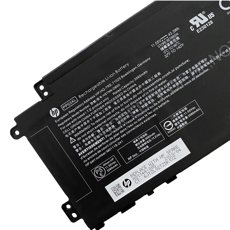 3560mAh 43.3Wh Oryginalny Bateria HP M01144-006