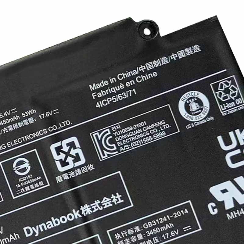 3450mAh 53Wh Bateria Toshiba Dynabook Tecra A40-J-11J